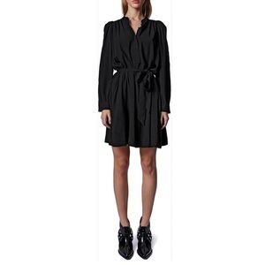 Zadig & Voltaire Black Long-Sleeve Tie-Waist Shirt Dress